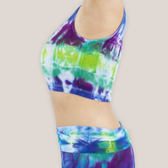 Atlas Tie Dye Crop Tank in Blue Green Purple by Akasha Sun Hand-Dyed Clothing - Picture 4 of 4